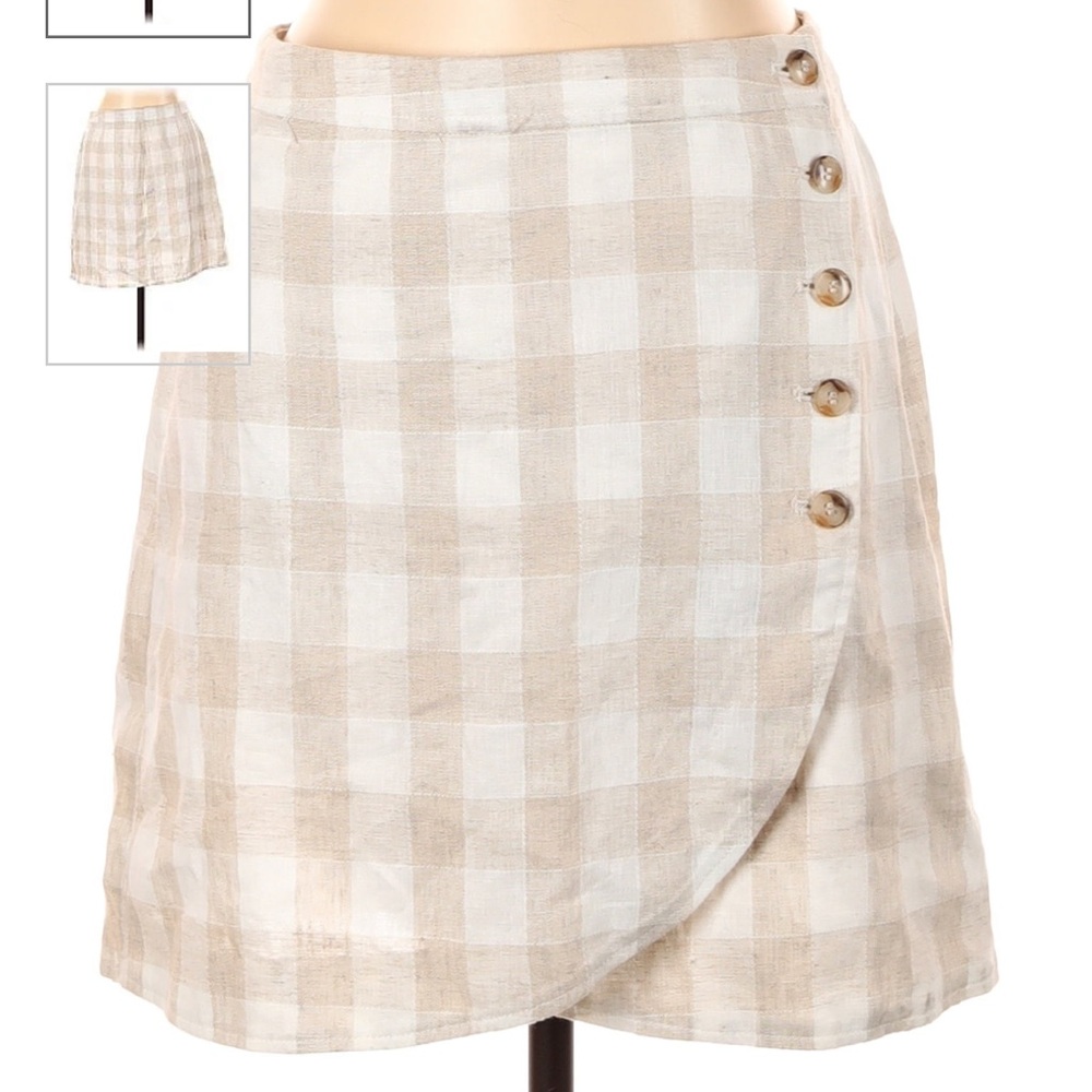 Madewell linen gingham skirt in size 8